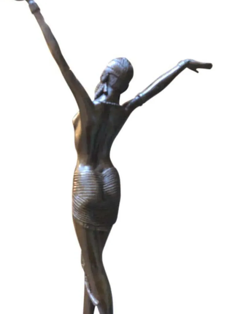 Pamono Art Deco Style Bronze Ballerina on Marble Base by J. B. Deposee> Art Deco