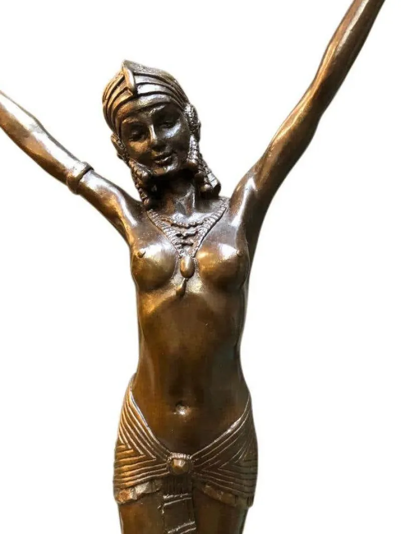 Pamono Art Deco Style Bronze Ballerina on Marble Base by J. B. Deposee> Art Deco