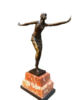 Pamono Art Deco Style Bronze Exotic Dancer by J.B Deposee, 20th Century> Art Deco