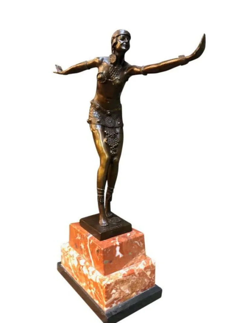 Pamono Art Deco Style Bronze Exotic Dancer by J.B Deposee, 20th Century> Art Deco