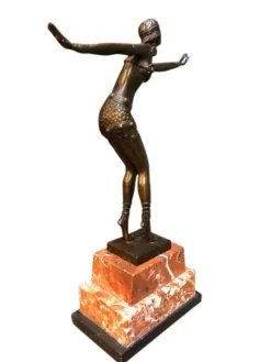 Pamono Art Deco Style Bronze Exotic Dancer by J.B Deposee, 20th Century><noscript><img width=