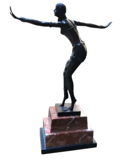 Pamono Art Deco Style Bronze Exotic Dancer by J.B Deposee, 20th Century><noscript><img width=