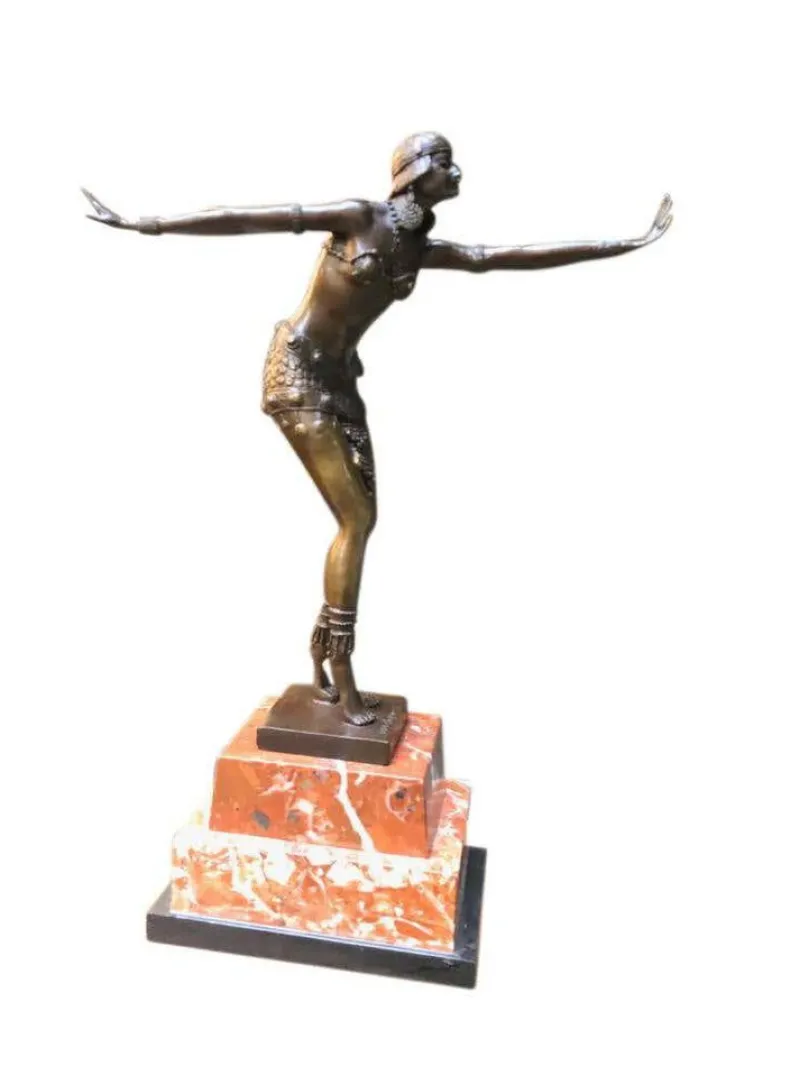 Pamono Art Deco Style Bronze Exotic Dancer by J.B Deposee, 20th Century> Art Deco