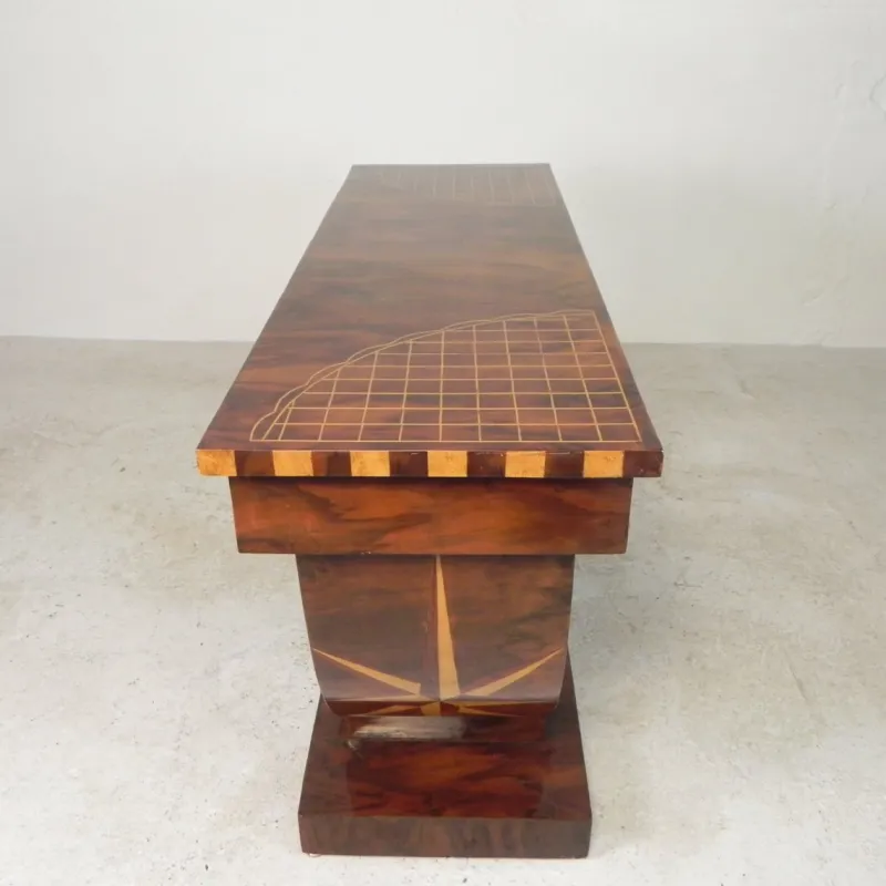 Pamono Art Deco Style Console Table with Various Types of Inlaid Wood, 1980s> Console Tables