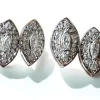 Pamono Art Deco Style Double Navette in 18 Karat White Gold and Diamond Cufflinks, 1960s, Set of 2> Cufflinks