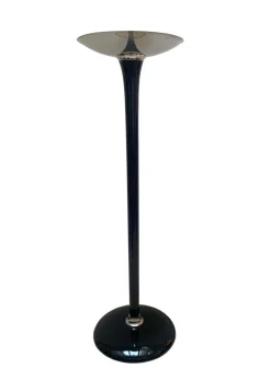 Pamono Art Deco Style Floor Lamp in Black Lacquer and Nickel> Floor Lamps