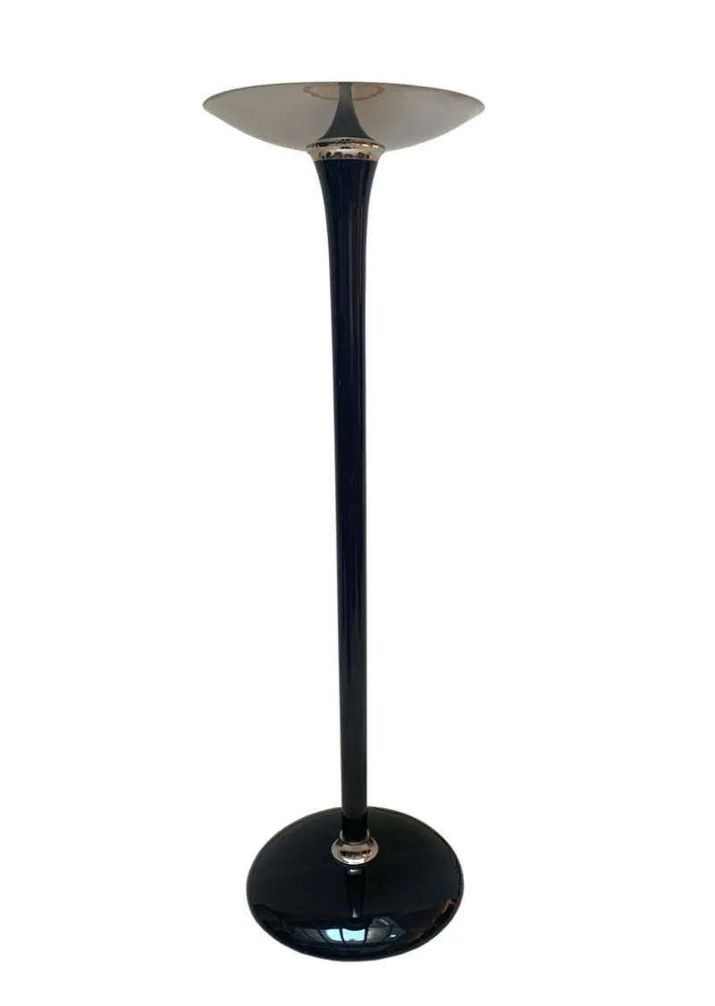 Pamono Art Deco Style Floor Lamp in Black Lacquer and Nickel> Floor Lamps