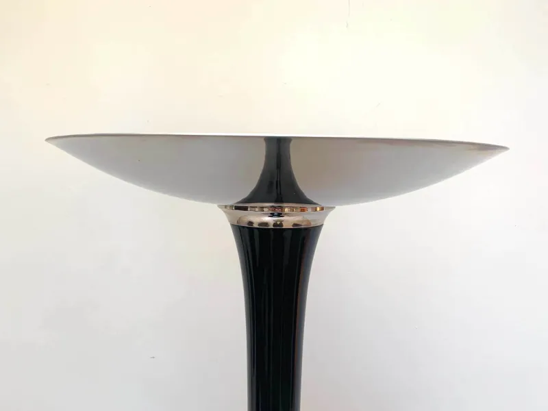 Pamono Art Deco Style Floor Lamp in Black Lacquer and Nickel> Floor Lamps