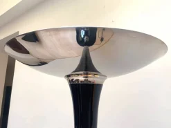 Pamono Art Deco Style Floor Lamp in Black Lacquer and Nickel><noscript><img width=