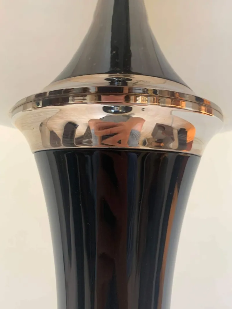 Pamono Art Deco Style Floor Lamp in Black Lacquer and Nickel> Floor Lamps