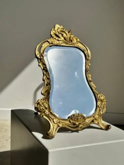 Discount Pamono Art Deco Style Gilded Bronze Mirror with Beveled Glass