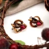 Pamono Art Deco Style Gold Earrings with Heart-Shaped Synthetic Stones, Set of 2> Earrings
