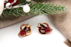 Pamono Art Deco Style Gold Earrings with Heart-Shaped Synthetic Stones, Set of 2> Earrings