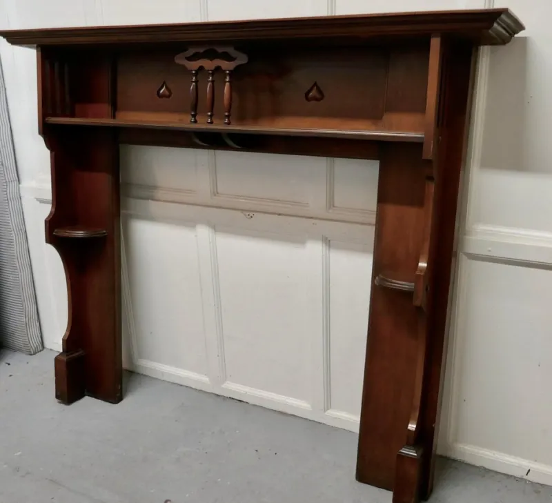 Clearance Pamono Art Deco Style Mahogany Fireplace, 1930s