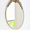 Pamono Art Deco Style Oval Mirror with Brass Floral Details, 1960s> Mirrors
