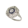 New Pamono Art Deco Style Ring in 900 Platinum with Diamonds and Sapphires
