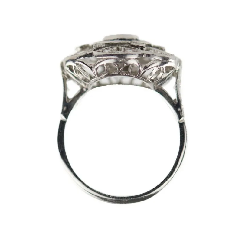 New Pamono Art Deco Style Ring in 900 Platinum with Diamonds and Sapphires