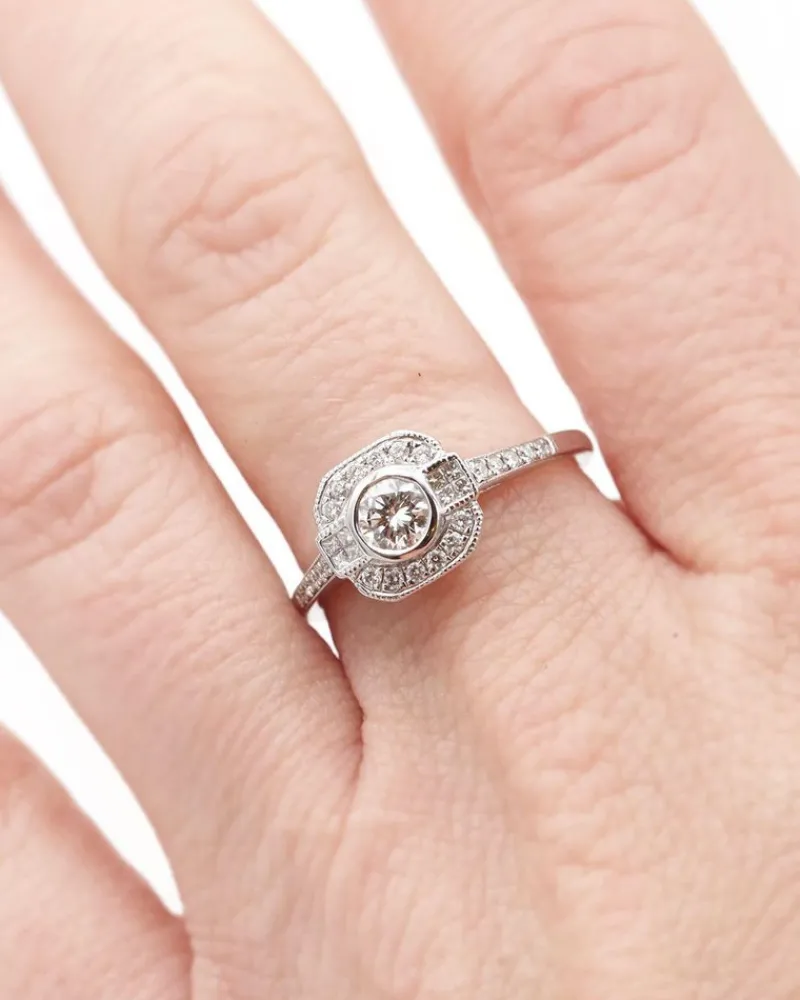 Pamono Art Deco Style Ring with 0.25 Ct Diamond> Rings
