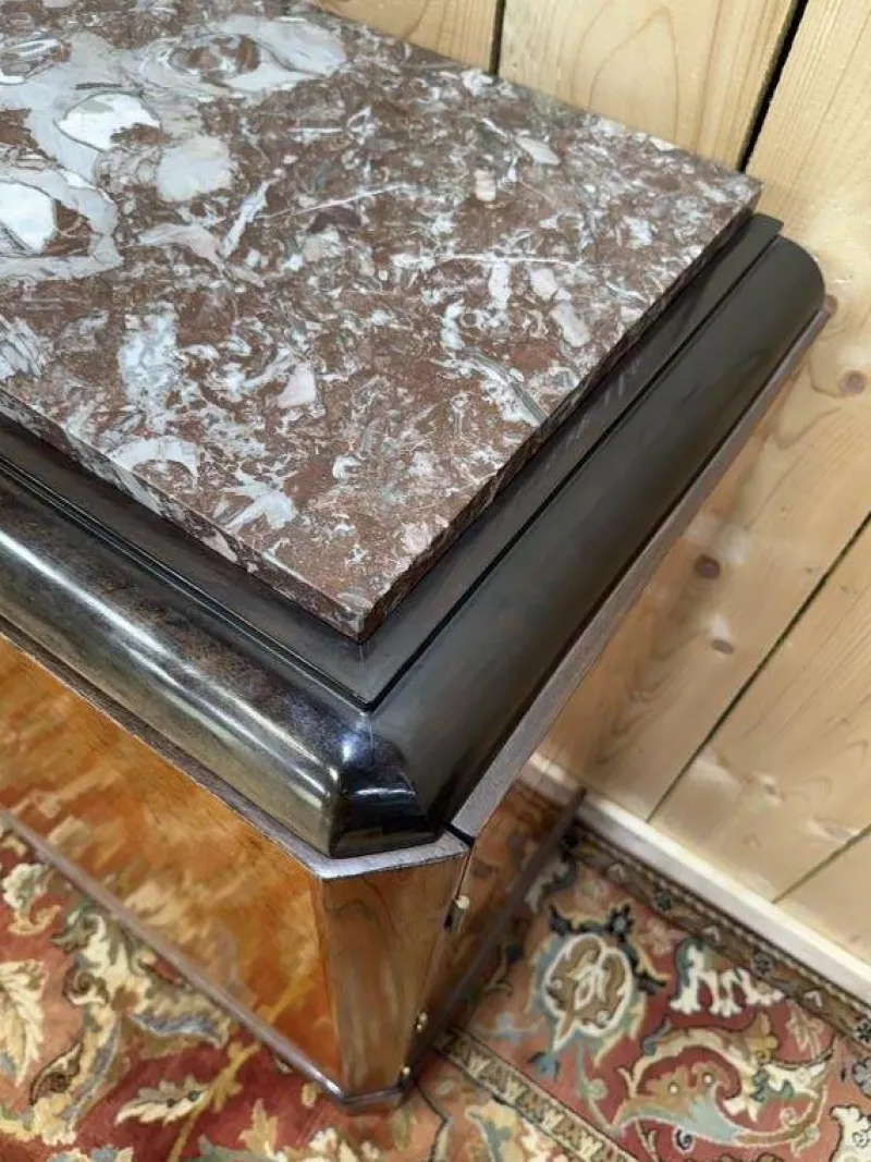 Pamono Art Deco Style Sideboard in Amboyna Burl and Marble