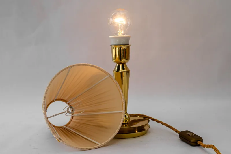 Online Pamono Art Deco Table Lamp with Fabric Shade, Vienna, 1920s