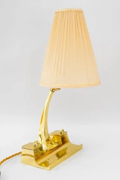 Pamono Art Deco Table Lamp with Fabric Shade, Vienna, 1920s><noscript><img width=