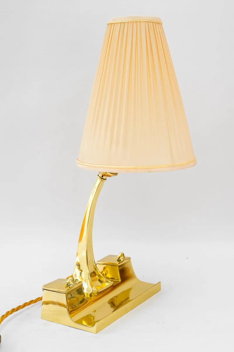 Pamono Art Deco Table Lamp with Fabric Shade, Vienna, 1920s> Table Lamps