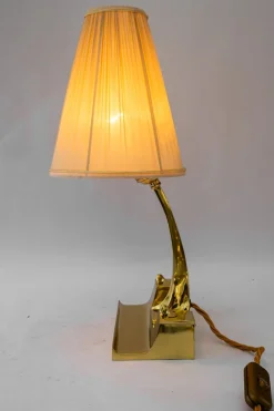 Pamono Art Deco Table Lamp with Fabric Shade, Vienna, 1920s><noscript><img width=