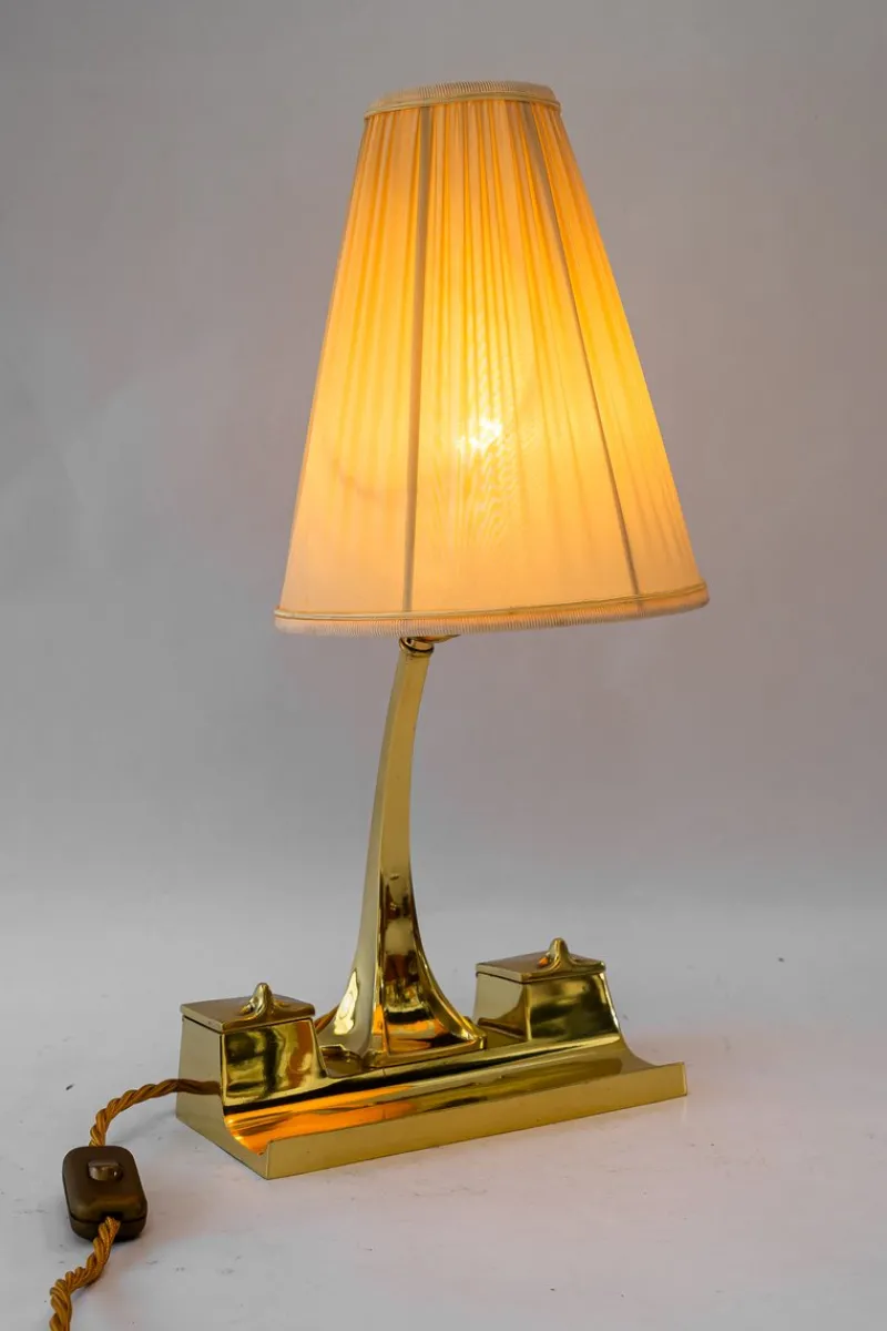 Pamono Art Deco Table Lamp with Fabric Shade, Vienna, 1920s> Table Lamps
