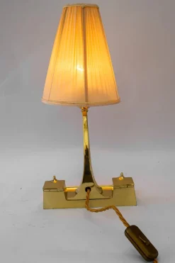 Pamono Art Deco Table Lamp with Fabric Shade, Vienna, 1920s><noscript><img width=