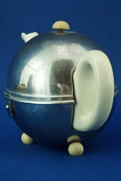 Pamono Art Deco Thermal Teapot in White Porcelain and Metal Shell from Bauscher Weiden, Germany, Early 1900s><noscript><img width=