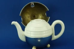 Pamono Art Deco Thermal Teapot in White Porcelain and Metal Shell from Bauscher Weiden, Germany, Early 1900s><noscript><img width=