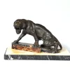 Pamono Art Deco Tiger, 1930, Patinated Bronze on Marble and Onyx> Art Deco