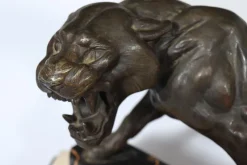 Pamono Art Deco Tiger, 1930, Patinated Bronze on Marble and Onyx><noscript><img width=