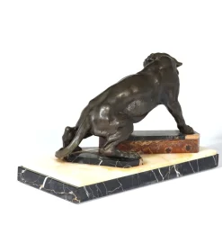 Pamono Art Deco Tiger, 1930, Patinated Bronze on Marble and Onyx><noscript><img width=