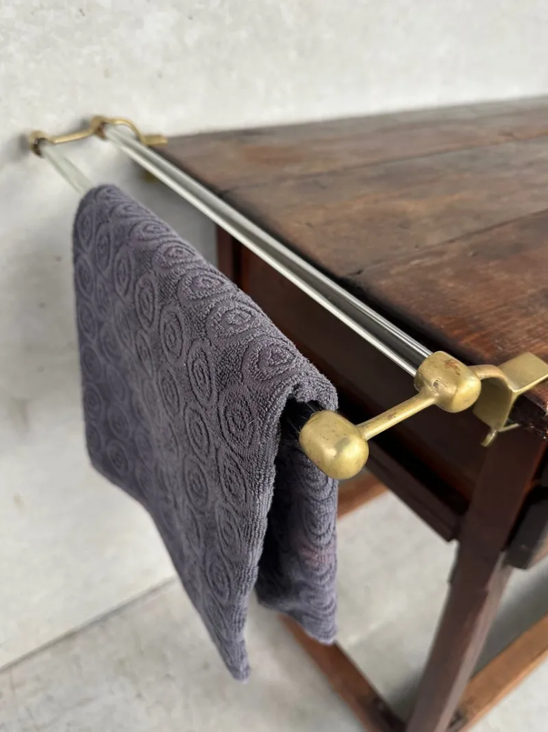 Online Pamono Art Deco Towel Holder in Glass and Brass, 1890s