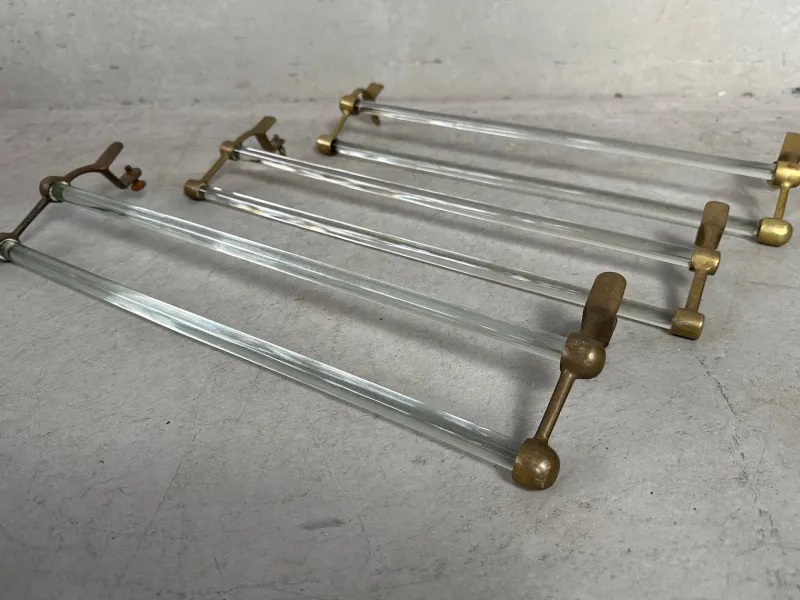Online Pamono Art Deco Towel Holder in Glass and Brass, 1890s