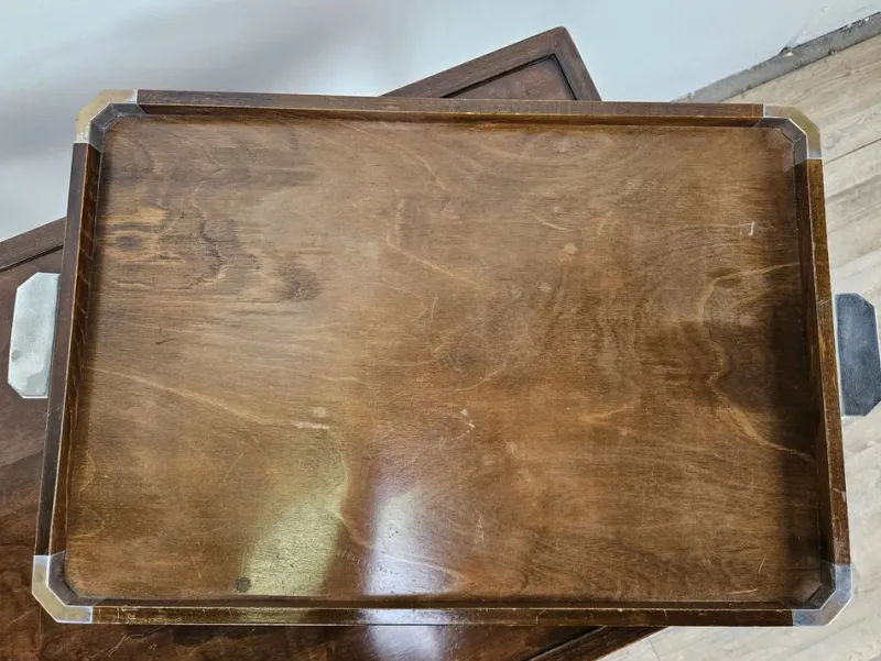 Pamono Art Deco Tray in Wood and Metal by Fada Asiago, 1930> Trays