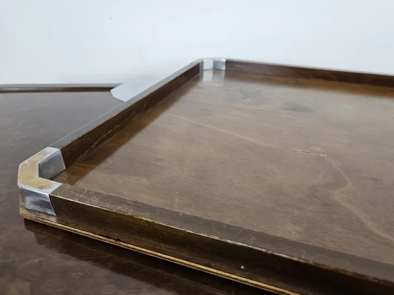 Pamono Art Deco Tray in Wood and Metal by Fada Asiago, 1930> Trays