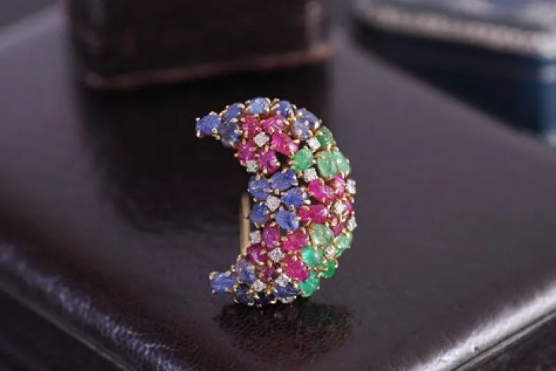Sale Pamono Art Deco Tutti Frutti Clip Brooch from Cartier