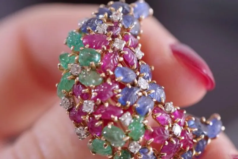Sale Pamono Art Deco Tutti Frutti Clip Brooch from Cartier