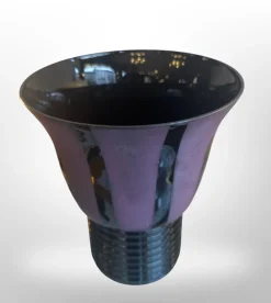 Pamono Art Deco Vase in Black Hyalite Glass, 1930><noscript><img width=