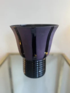 Pamono Art Deco Vase in Black Hyalite Glass, 1930><noscript><img width=