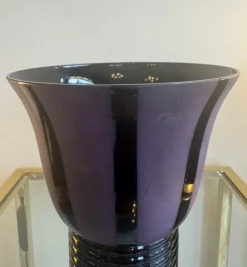 Pamono Art Deco Vase in Black Hyalite Glass, 1930><noscript><img width=