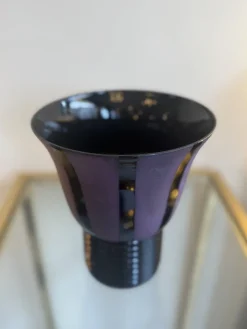 Pamono Art Deco Vase in Black Hyalite Glass, 1930><noscript><img width=