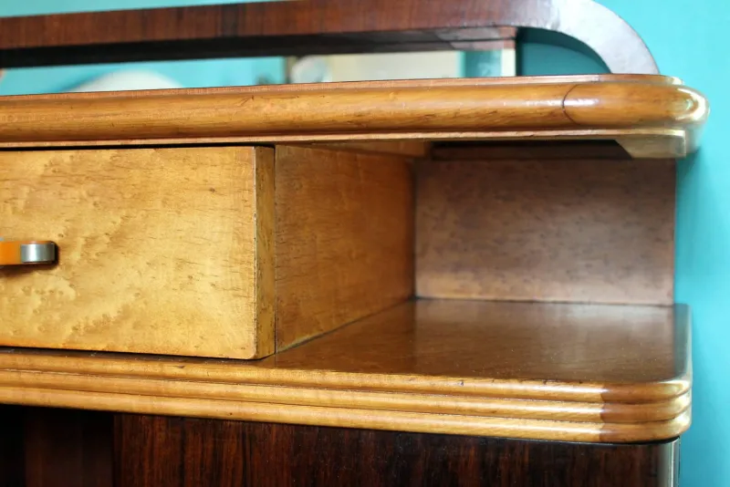 Pamono Art Deco Veneer Rosewood and Maple Vanity with Bakelite Handles, Italy, 1930s> Dressing Tables