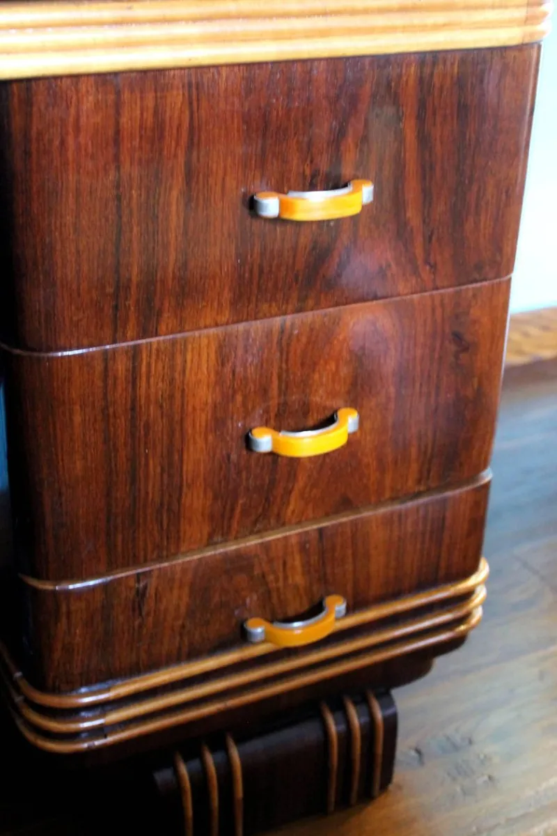 Pamono Art Deco Veneer Rosewood and Maple Vanity with Bakelite Handles, Italy, 1930s> Dressing Tables