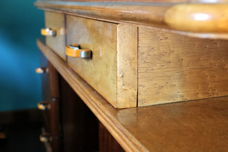 Pamono Art Deco Veneer Rosewood and Maple Vanity with Bakelite Handles, Italy, 1930s> Dressing Tables