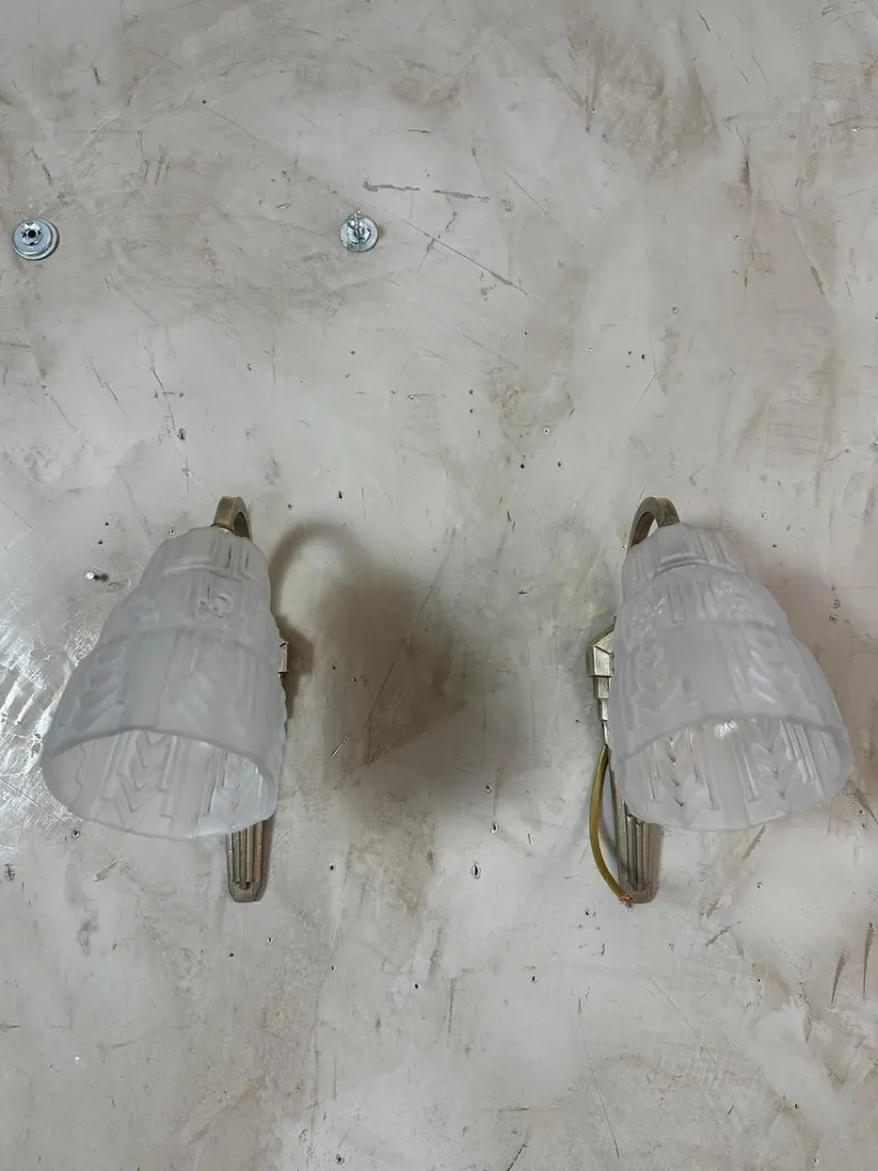 Pamono Art Deco Wall Lights, 1930, Set of 2> Wall Lights & Sconces