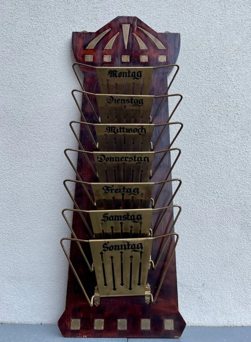 Pamono Art Deco Wall Mounted Magazine Rack, Germany, 1920s> Magazine Racks