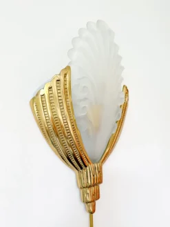 Pamono Art Deco Wall Sconce by Marcel Hudry and Val Saint Lambert, 1920s